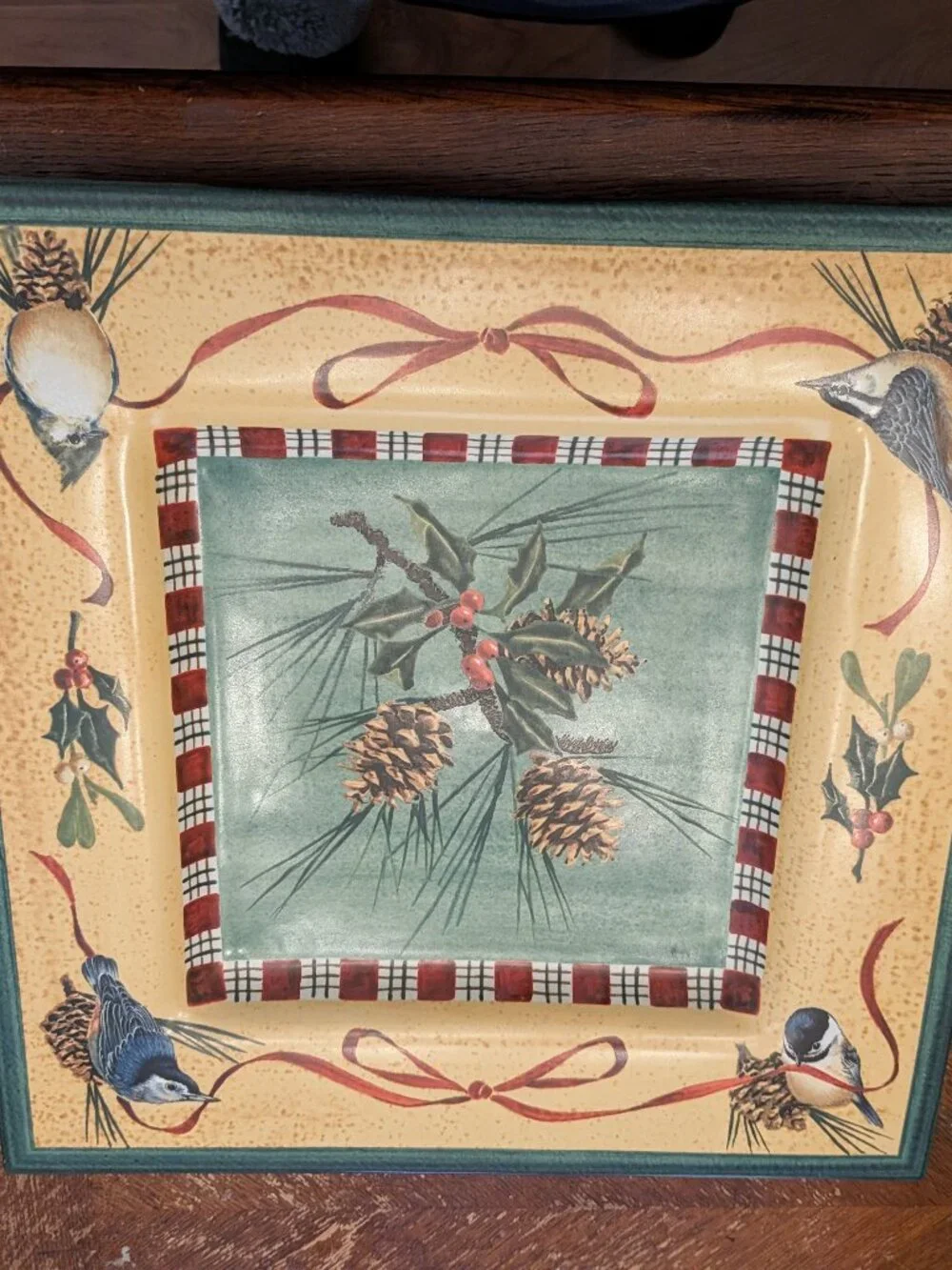 Lenox Winter Greetings Earthware Square Serving Platter Holidays